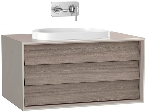 Vitra Frame 61456 Lavabo Dolabı 80 Cm,Tek Çekmeceli,Tezgahüstü Lavabolu,Mat Soft Bej.